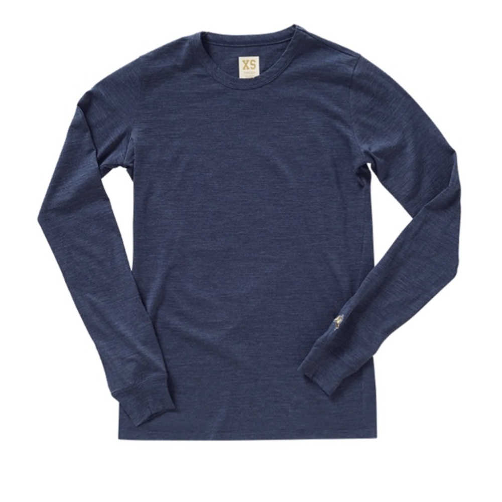 Tracksmith Merino Harrier Long Sleeve in Navy Heather - Small